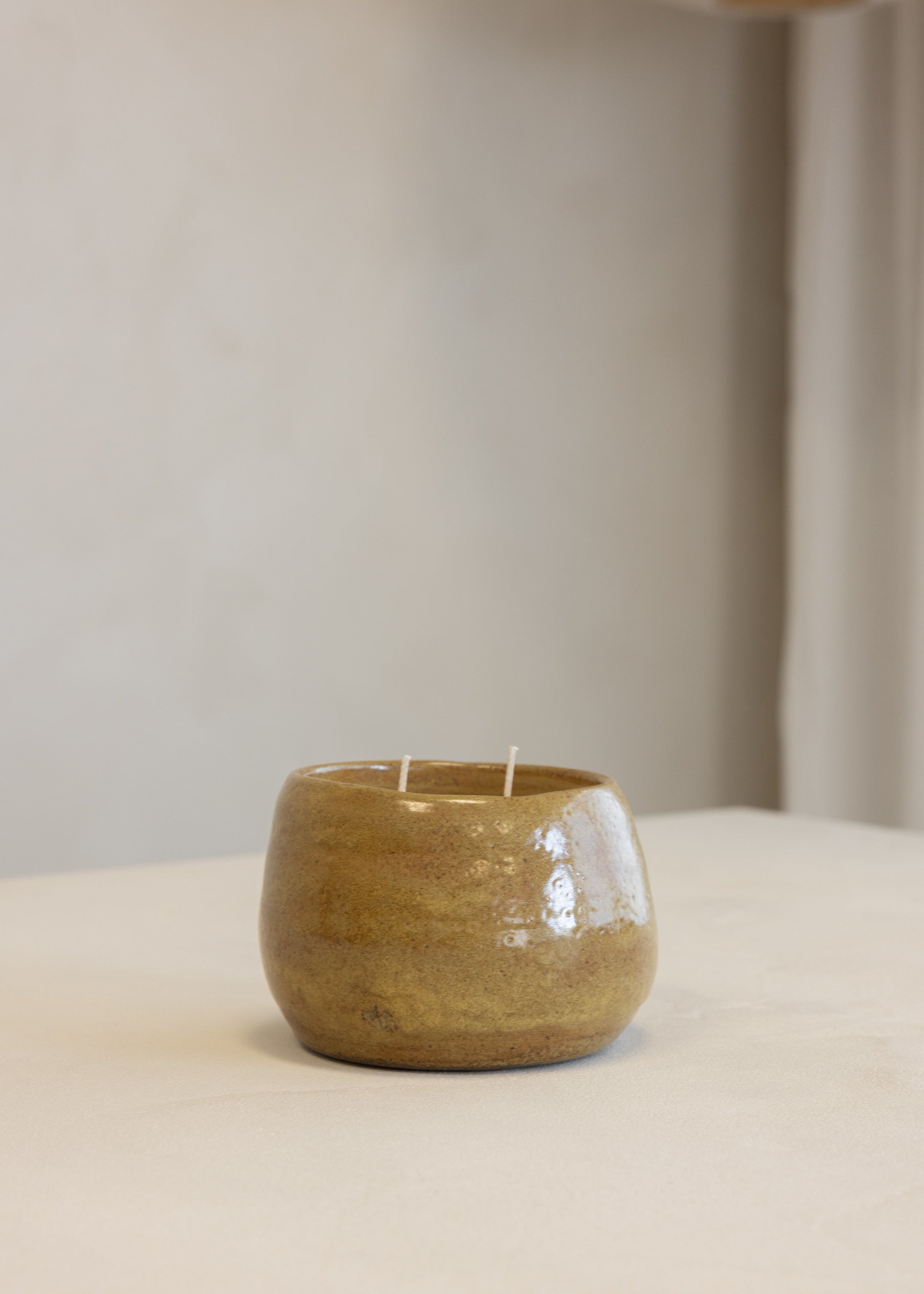 Large Round Candle - Rustic Mustard